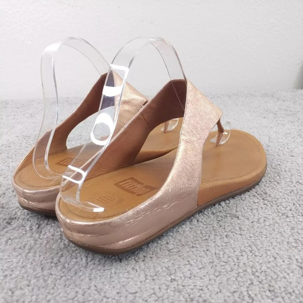 Fitflop Banda Sandal Womens 10 Thong Wedge Leather Comfort Slip On Shoes Pink - Picture 4 of 8